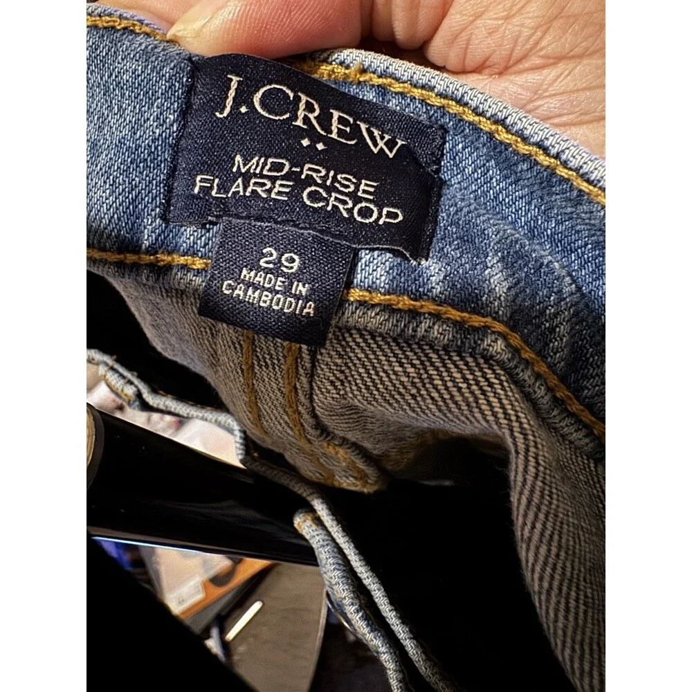 NWOT J.Crew Women’s Medium Wash Mid Rise Flare Crop Jeans - 29